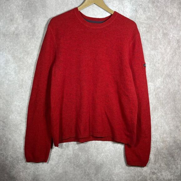 Abercrombie & Fitch Sweater Mens‎ Size XL Red Knit Lambswool Blend Crew Neck - Picture 1 of 9